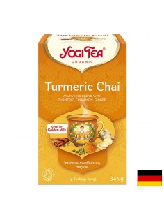Yogi Tea Turmeric Chai – златен чай с куркума, канела и джинджифил, БИО, 17 филтърни пакетчета - Билкови  чайове