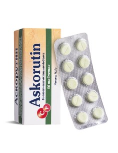 Аскорутин (Витамин C 100 mg + рутин 100 mg) – При настинка и грип, 50 таблетки - Витамин C