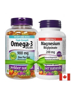 Омега-3 Triple Strength, 900 mg x 80 софтгел капсули + подарък магнезий бисглицинат, 200 mg x 60 капсули
