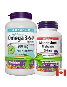 Омега 3-6-9 есенциални мастни киселини, 1200 mg х 150 софтгел капсули + подарък магнезий бисглицинат, 200 mg x 60 капсули