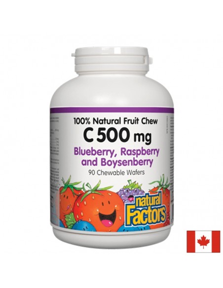 Витамин С 500 mg (горски плодове) х 90 дъвчащи таблетки Natural Factors - 1