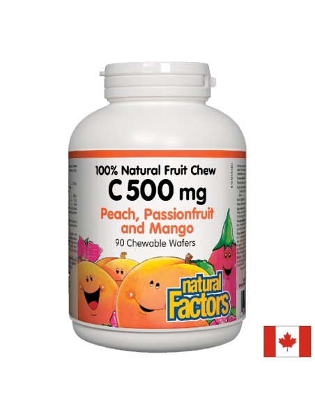 Витамин С 500 mg (тропически плодове) х 90 дъвчащи таблетки Natural Factors - 1