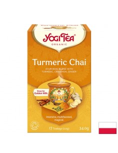 Златен чай Turmeric Chai с куркума, канела и кардамон, БИО, 17 пакетчета - Аюрведа