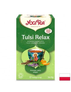Аюрведичен чай Tulsi Relax със свещен босилек и лимонена трева, БИО, 17 пакетчета