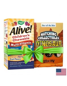 Мултивитамини за деца Алайв - Alive! Children's Chewable Multi-Vitamin, 30 дъвчащи таблетки + подарък играчка