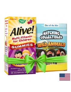 Мултивитамини за деца Алайв - Alive! Multi-Vitamin for Children Gummies, 30 желирани таблетки + подарък играчка