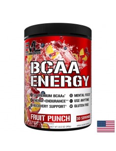 BCAA Energy – Разклонени аминокиселини с витамини C, B6 и B12 - Енергиен метаболизъм и умора, с вкус на плодов пунш, 297 g