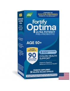 Пробиотик + пребиотици 50+ специална грижа - Fortify Optima Probiotic 50+ Advanced Care, 90 млрд. активни пробиотици, 30 капсули - Киселини