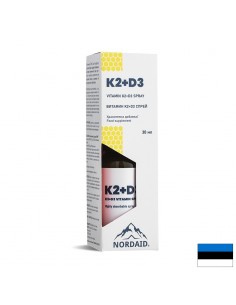 Витамини К2 (20 µg) + D3 (800 IU) - Здраве за сърцето и костите, силен имунитет, Спрей за уста, 30 ml, 200 впръсквания - Витамин D