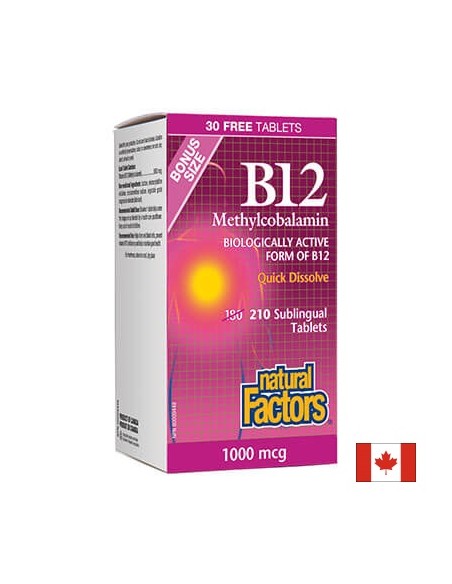 ВИТАМИН В12 (метилкобаламин) 1000 µg x 210 сублингвални таблетки Natural Factors - 1