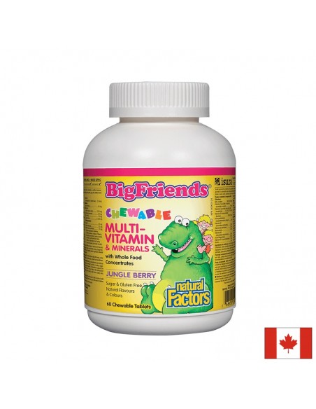 Мултивитамини и минерали Big Friends® за деца (плодове от джунглата) 238 mg Natural Factors - 1