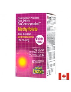 Фолиева киселина (метилфолат) 1000 mcg + Витамин В12 50 mcg Natural Factors - 1 - Витамин B