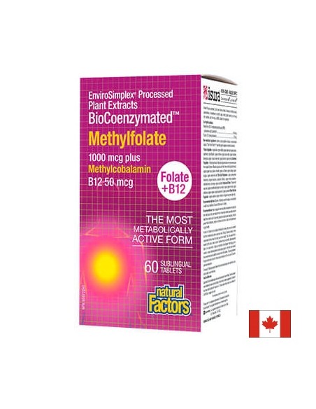 Фолиева киселина (метилфолат) 1000 mcg + Витамин В12 50 mcg Natural Factors - 1