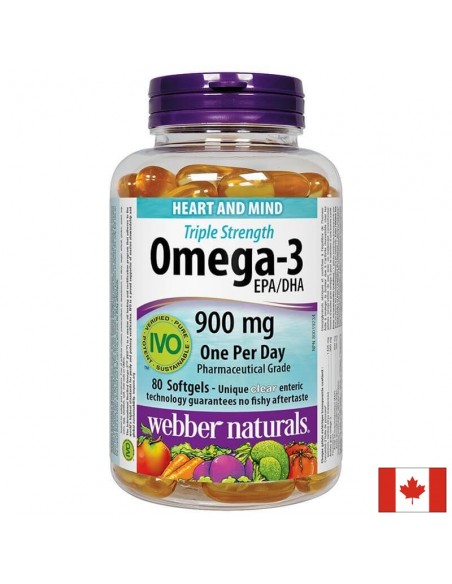 Omega-3 Triple Strenght (Тройна концентрация) x 80 софтгел капсули Webber - 1
