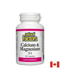 Калций и Магнезий+Витамин D3 376 mg х 90 капсули Natural Factors - Сърдечно-съдова система