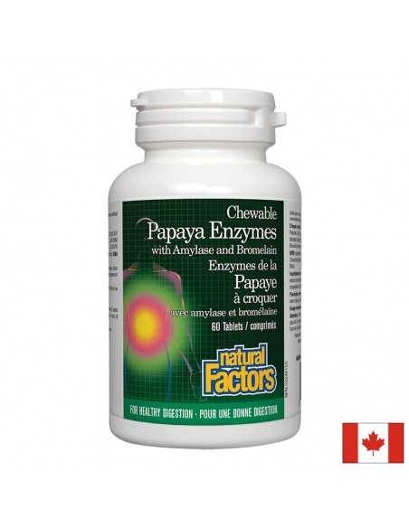 Папая Eнзими с Амилаза и Бромелаин х 60 дъвчащи таблетки Natural Factors