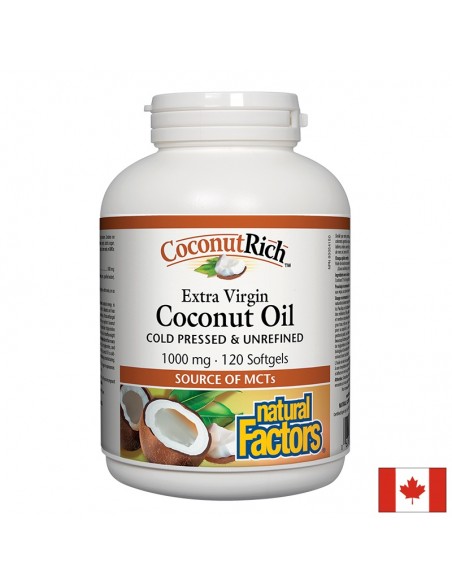 CoconutRich™ Кокосово масло Extra Virgin x 120 софтгел капсули Natural Factors