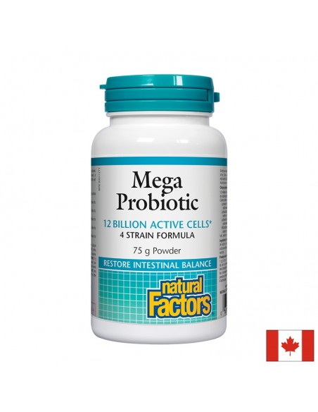 Мега пробиотик 12 млрд. активни пробиотици, 4 щама х 75 гр. пудра Natural Factors