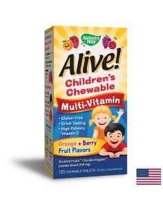 Мултивитамини за деца Алайв - Alive! Children's Chewable Multi-Vitamin, 120 дъвчащи таблетки - Мултивитамини за деца