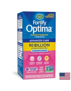 Пробиотик + пребиотици за жени – специална грижа - Fortify Optima Women’s Probiotic, 90 млрд. активни пробиотици, 30 капсули - Пробиотици и пребиотици