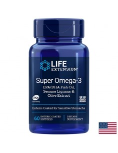 Super Omega-3 / Омега-3 от риба с добавени Лигнан от сусам и Маслина х 60 стомашно-устойчиви софтгел капсули - Рибено масло и Омега мастни киселини