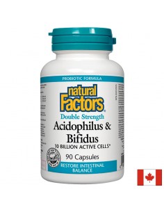 Acidophilus & Bifidus 10 Billion Active Cells Double Strength / Ацидофилус бифидус, 10 милиарда активни пробиотици, 90 капсули - Пробиотици и пребиотици