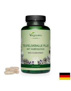 Teufelskralle Plus Mit Harpagosid / Билкова формула с дяволски нокът, бяла върба и джинджифил, 120 капсули, 100% Vegan - Джинджифил
