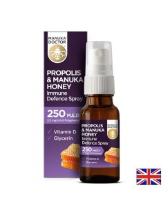 Propolis & Manuka Honey Immune Defence Spray 250 M.E.D/ Спрей за гърло с прополис (250 M.E.D), мед от манука и витамин D3, 20 ml - Витамин D