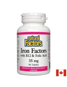 Iron Factors® - Желязо с витамин В12 и фолиева киселина, 90 таблетки - Желязо