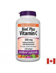 BioC Plus Vitamin C 500 mg - Витамин С 500 mg (буфериран) с Биофлавоноиди 60 mg, 220 софтгел капсули - Витамин C