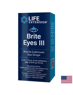 Brite Eyes III  - Стерилен овлажняващ разтвор за сухи и раздразнени очи, 2 флакона, 5 ml - Грижа за очи и зрение