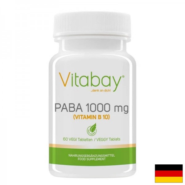 PABA (Vitamin B10) - Парааминобензоена киселина, 1000 mg x 60 таблетки ...