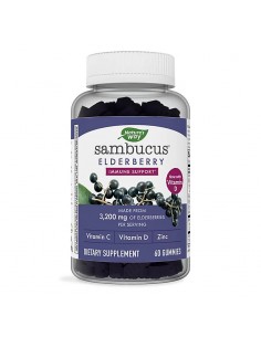 Самбукус Гъми с черен бъз, цинк, витамини С & D - Sambucus Gummies, 60 желирани таблетки