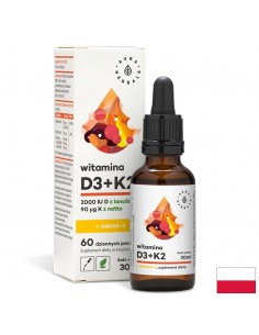 В подкрепа на костите, имунитета и мозъчната функция - Витамин D3 + K2 + Oмега-3, 30 ml капки - Витамин D