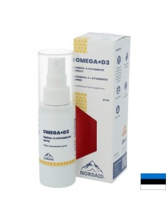 Омега-3 EPA & DHA + витамин D3 1000 IU - Силен имунитет и здрави кости и зъби - Спрей за уста, 30 ml, 200 впръсквания