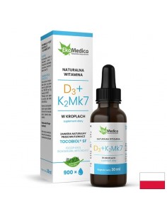 Кости и зъби - Витамин D3 (10 μg/400 IU) и K2 (15 μg), 30 ml капки - Витамин D